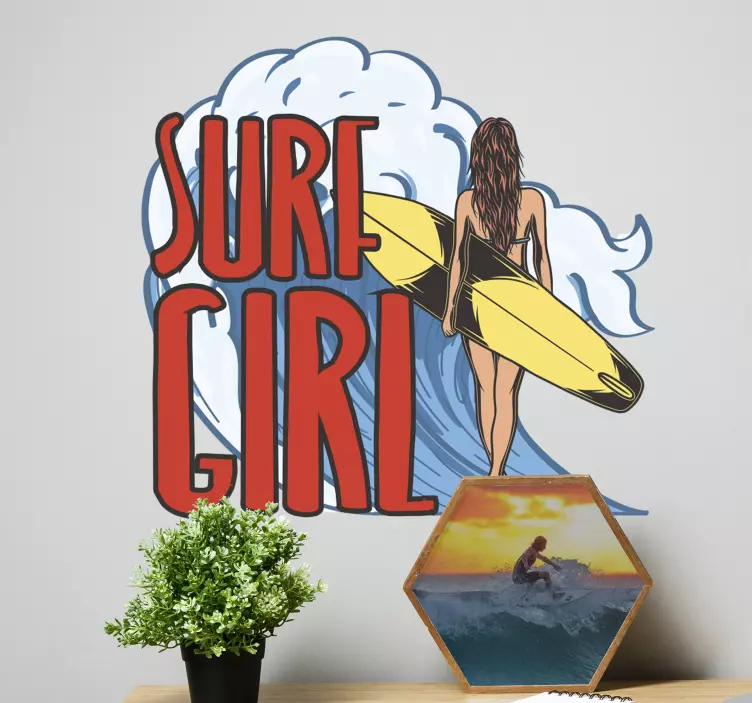 Surfist jente surf klistremerke - Tenstickers