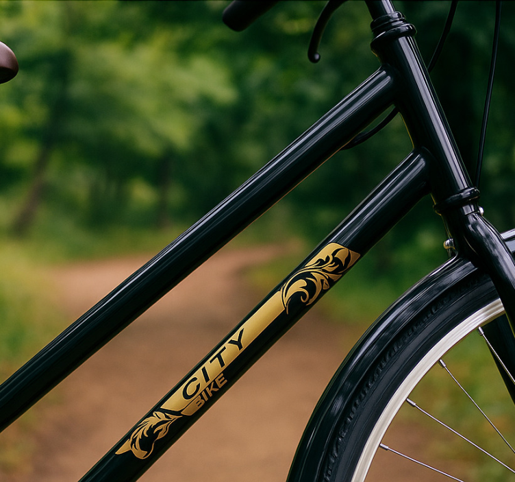 Sykkel klistremerke svart og gull ramme - Tenstickers