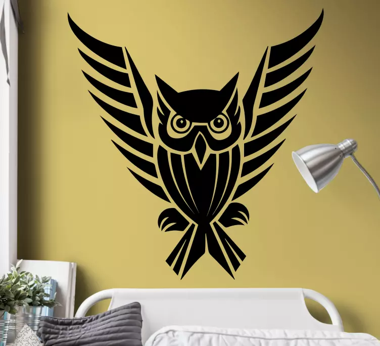 Svart ugle med åpne vinger wallsticker ungdom - Tenstickers