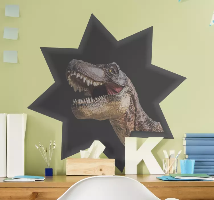 T-rex i 3d-effekt dinosaurvegg klistremerke - Tenstickers