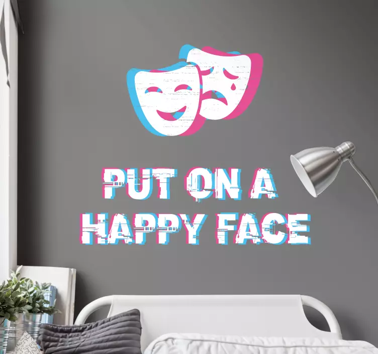 Ta på et lykkelig ansikt originalt design film klistremerke - Tenstickers