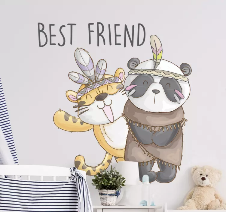 Tegneserie panda og tiger illustrasjonsdekor - Tenstickers