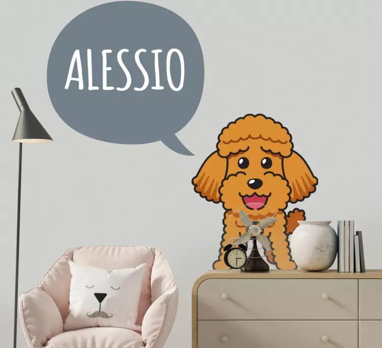 Tegneseriefigur, glad, puddel, dog klistremerke dyr - Tenstickers