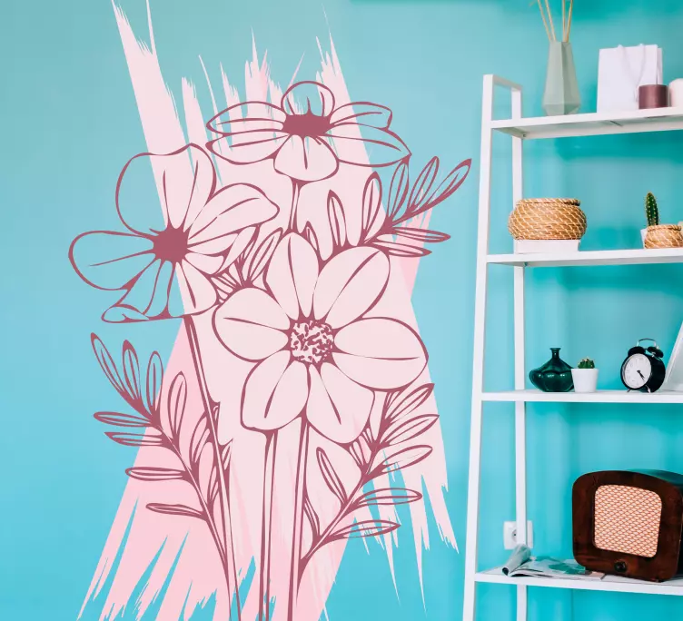 Tegnet blomster med maling dør klistremerke - Tenstickers