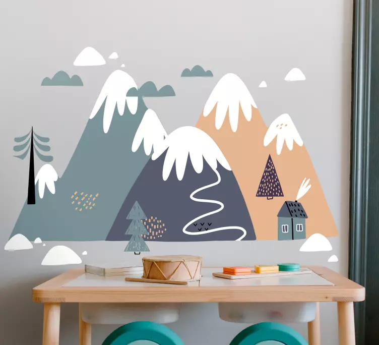 Tegnet silhuett fjell natur wallstickers - Tenstickers
