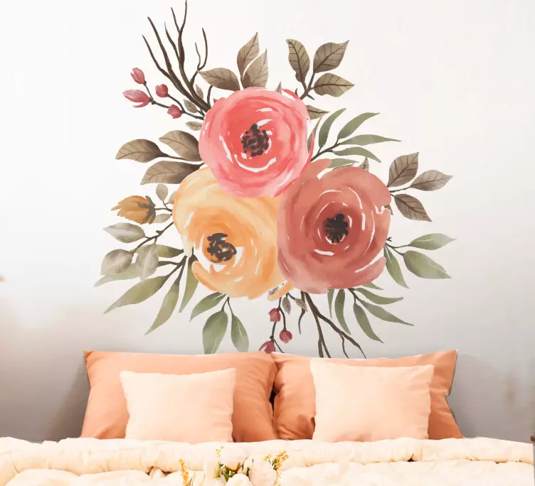 Tegning av tørkede roser blomsterklistremerke - Tenstickers