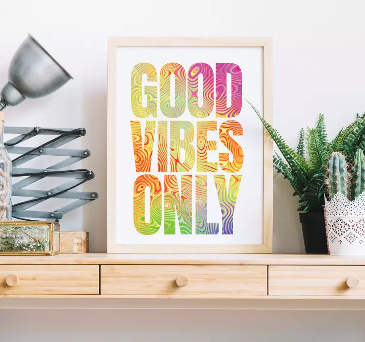 Fargerikt good vibes only klistremerke - Tenstickers