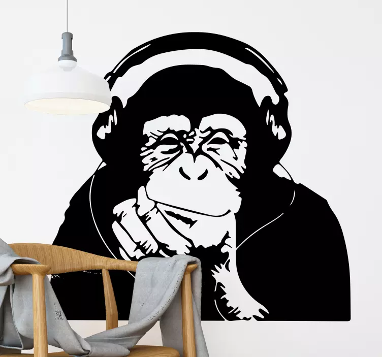 Tenkende ape banksy kunst klistremerke - Tenstickers