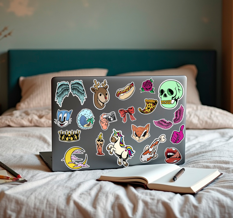 Tilfeldige designsett Laptop klistremerke - Tenstickers