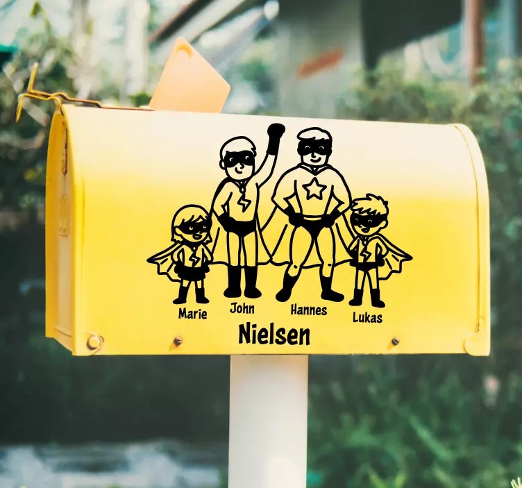 Tilpassbar postkasse med superheltfar tekster klistremerke - Tenstickers