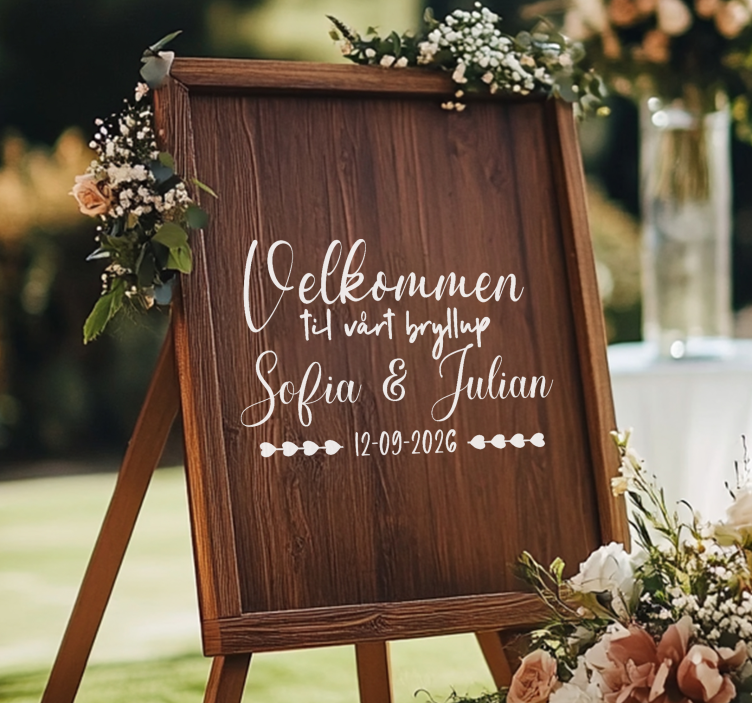 Tilpasset treplanke bryllupsklistremerke - Tenstickers