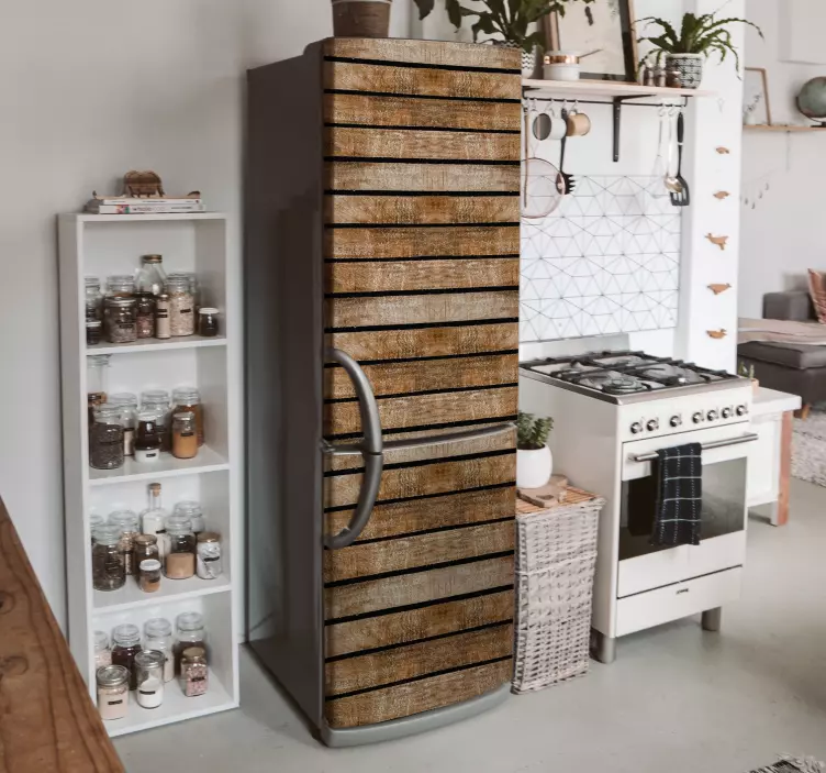 Tømmer pall kjøleskap klistremerke - Tenstickers