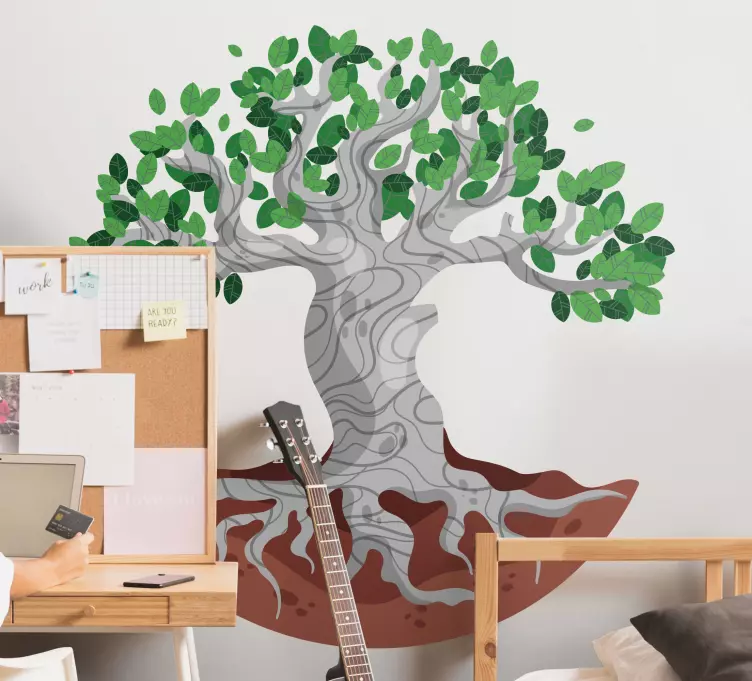 Tre med synlige røtter wallsticker barnerom - Tenstickers