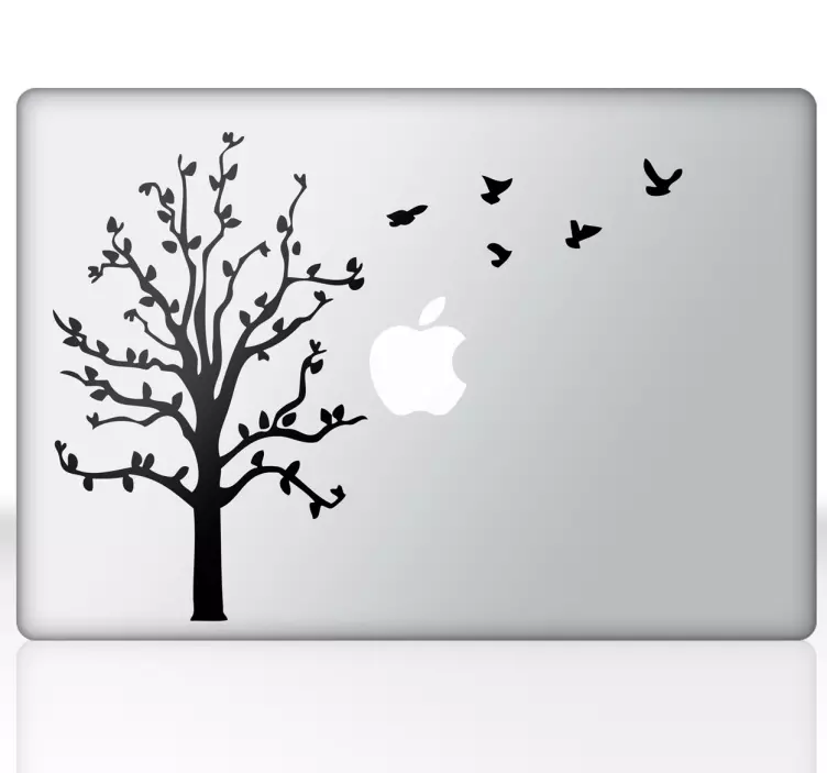 Tre og flygende fugler macbook klistremerke - Tenstickers