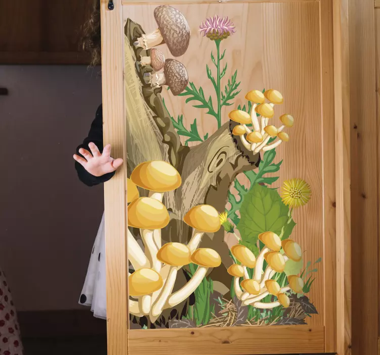 Tre og sopp møbler klistremerke - Tenstickers