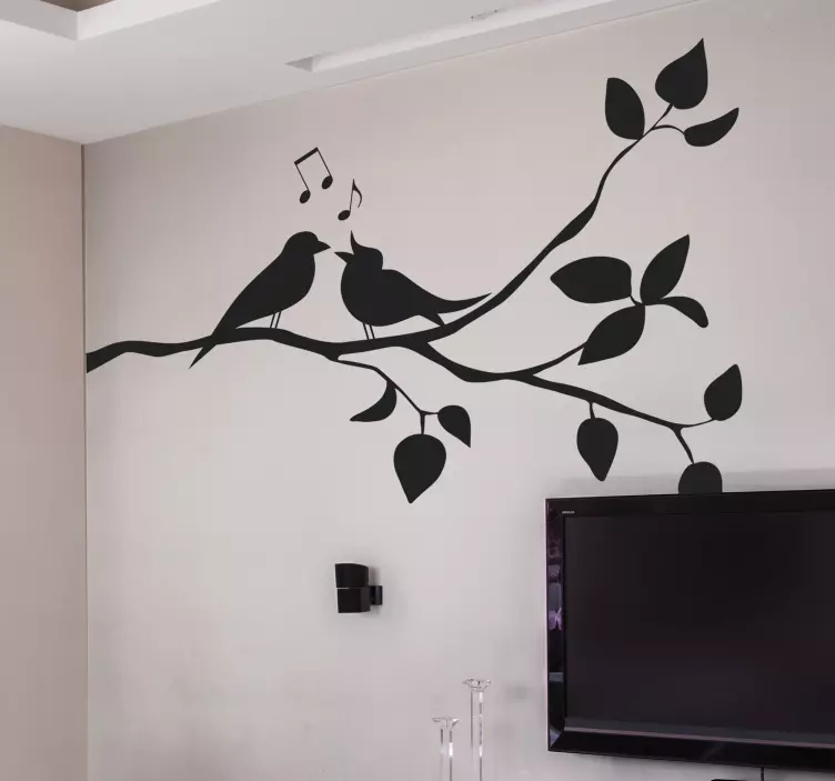 Tregren med fugl vegg klistremerke - Tenstickers