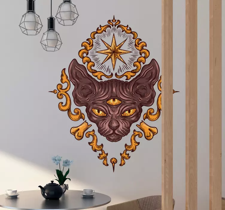 Treøyet kattveggklistremerke - Tenstickers