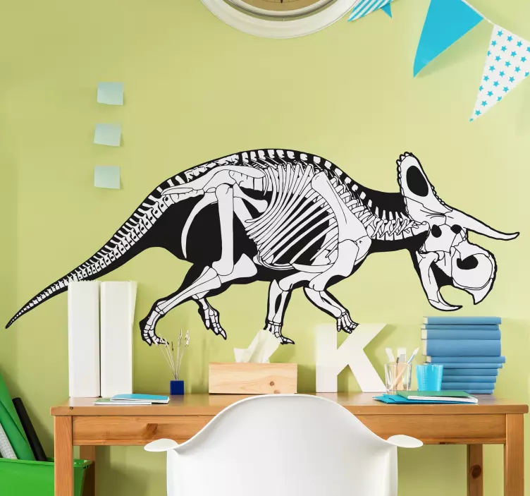 Triceratops skjelettvegg klistremerke - Tenstickers