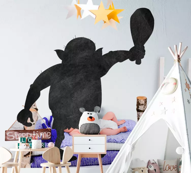 Troll silhuett søt tegning tavle klistremerker - Tenstickers