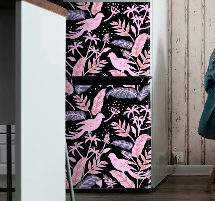 Tropisk fuglekonsept kjøleskap klistremerke - Tenstickers