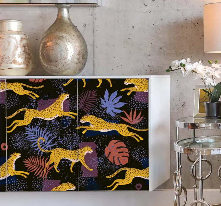 Tropiske blader og leoparder klistremerke - Tenstickers