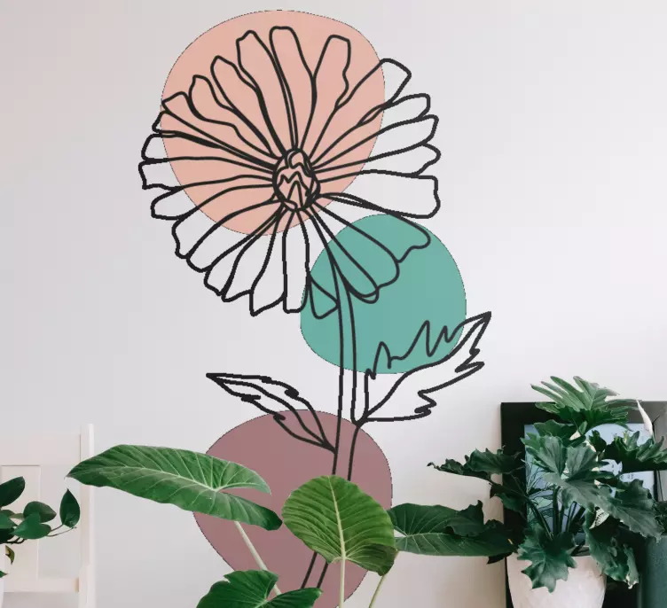 Tusenfryd blomst natur strek kunstdesign wallsticker - Tenstickers
