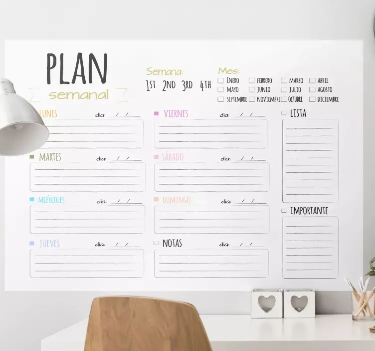 Ukentlig agenda hjemmekontor klistre merker - Tenstickers