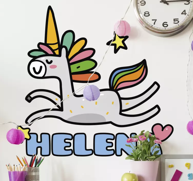 Unicorn personlig eventyr klistremerke - Tenstickers