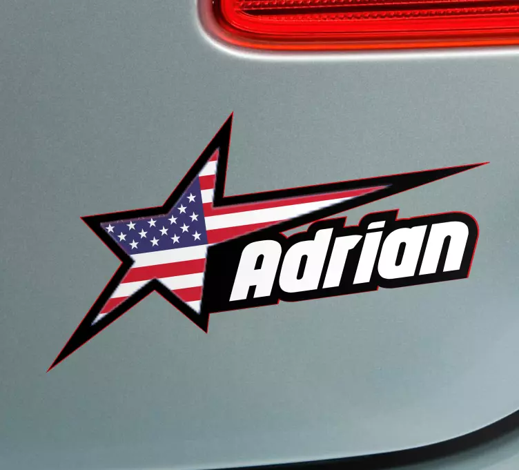 Usas flagg med stjerne og tilpasset navn klistremerke til bil - Tenstickers