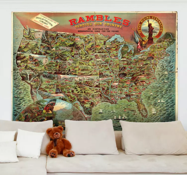 Usas gamle kart-klistremerke - Tenstickers