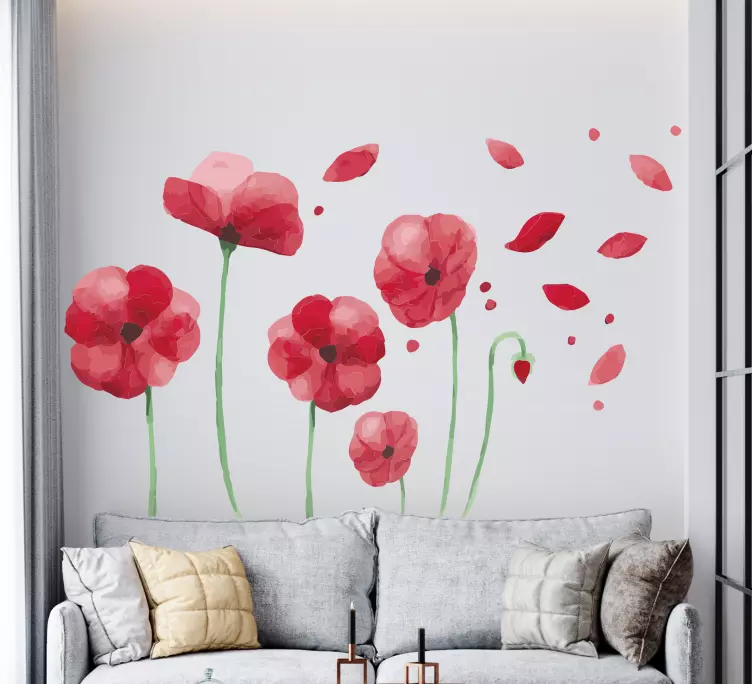 Røde valmueblomster wallsticker - Tenstickers