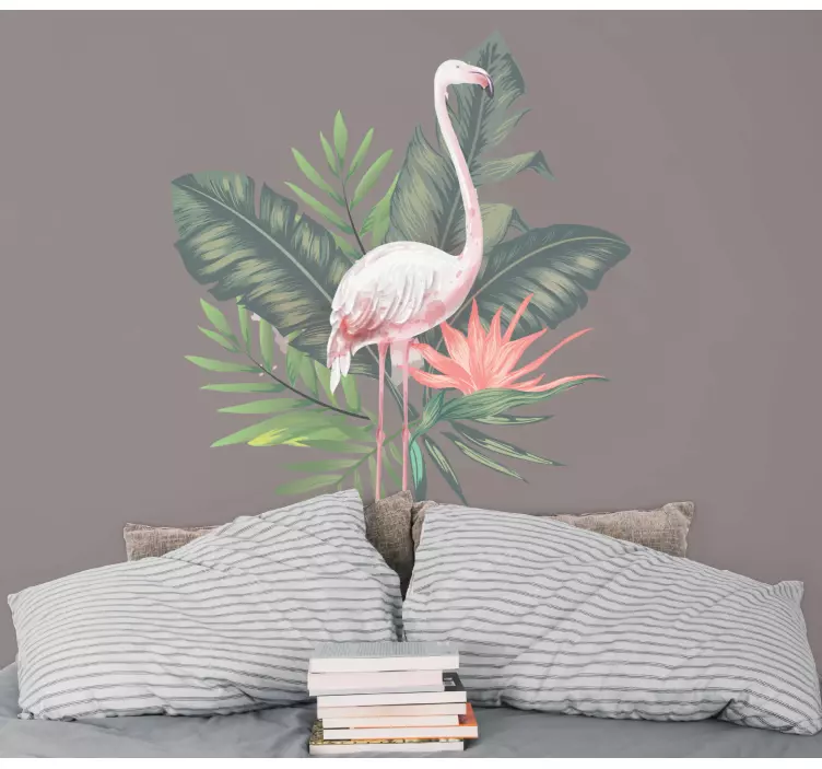 Flamingo og monstera blader klistremerker  - Tenstickers