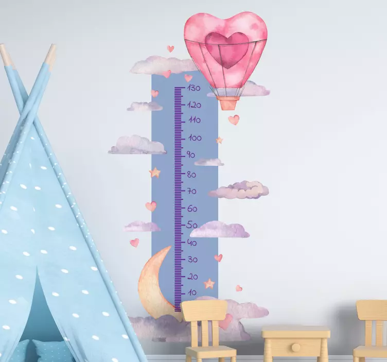 Varmluftsballong høyde kart wallstickers - Tenstickers