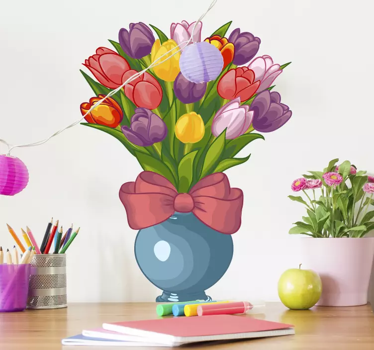 Vase med blomster klistremerke dyr - Tenstickers