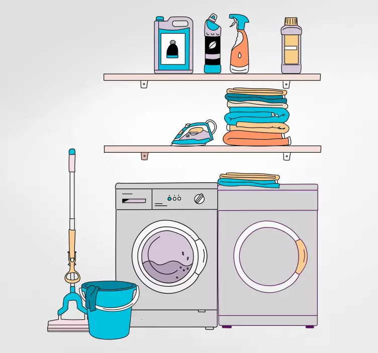 Vaskeri produkter butikkvindu klistremerke - Tenstickers