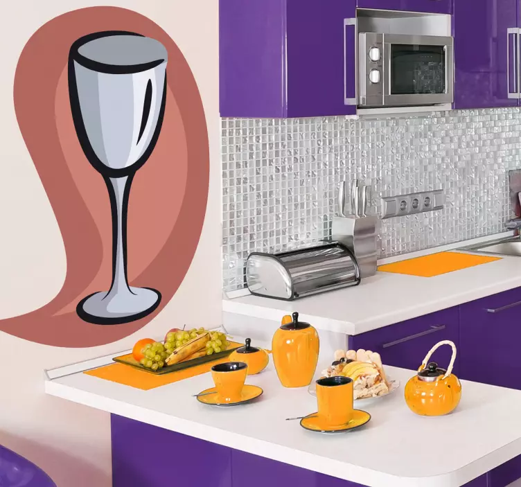 Veggglassillustrasjon på vinglass - Tenstickers