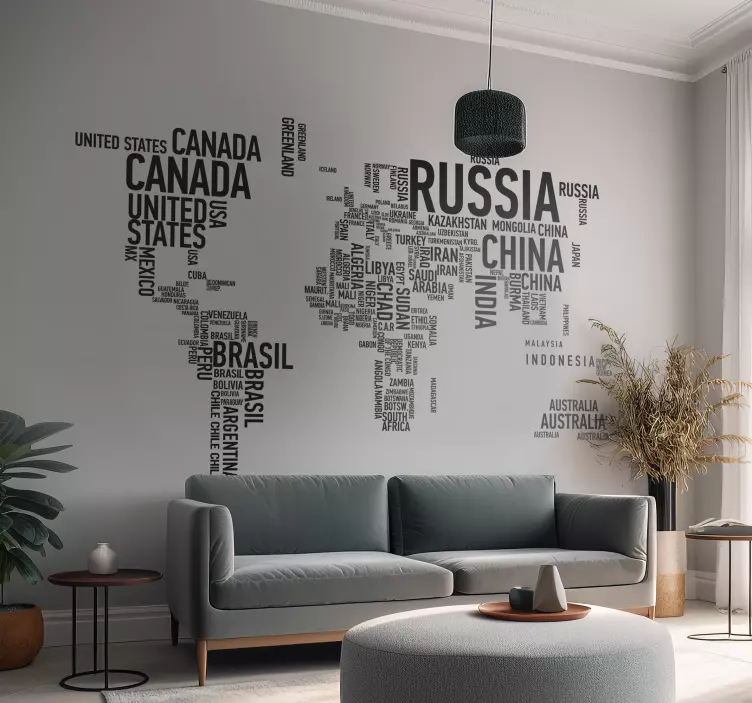 Verdens kart tekst klistremerke - Tenstickers