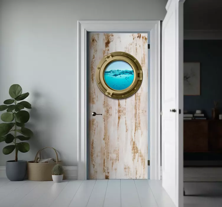 Vindu på aldrende tekstur stickers til dør  - Tenstickers