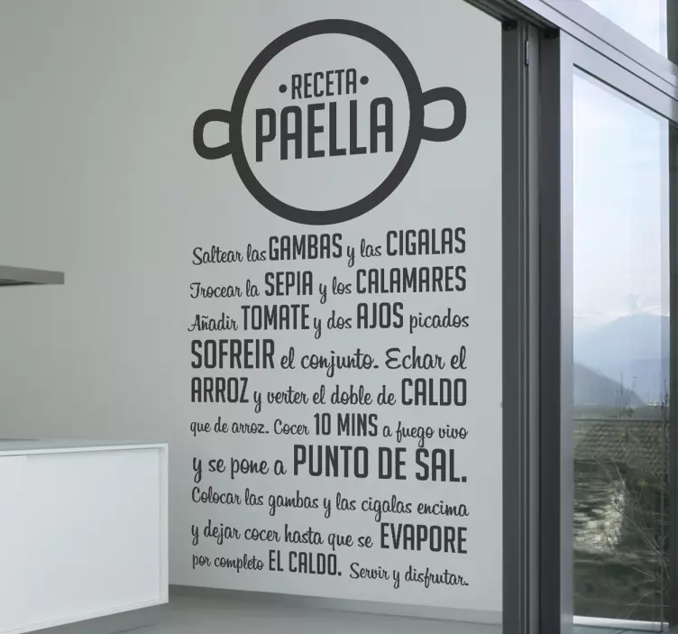 Vinilo decorativo receta paella klistremerke dyr - Tenstickers
