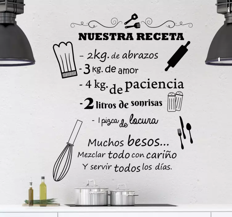 Vinilos para cocinas nuestra receta klistremerke dyr - Tenstickers