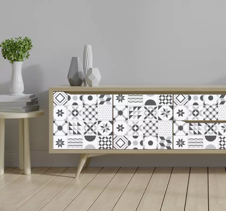 Vintage blå fliser møbler klistremerke - Tenstickers