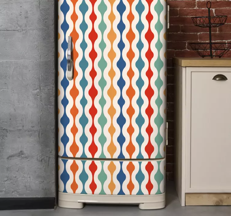 Vintage bølger kjøleskap klistremerke - Tenstickers