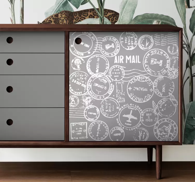 Vintage reisestempelmønster klistremerke møbler - Tenstickers