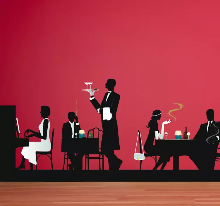 Vintage restaurant scene klistremerke - Tenstickers