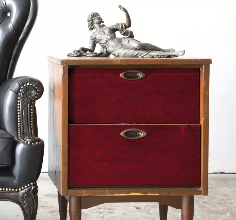 Vintage rød firkantede møbler klistremerke - Tenstickers