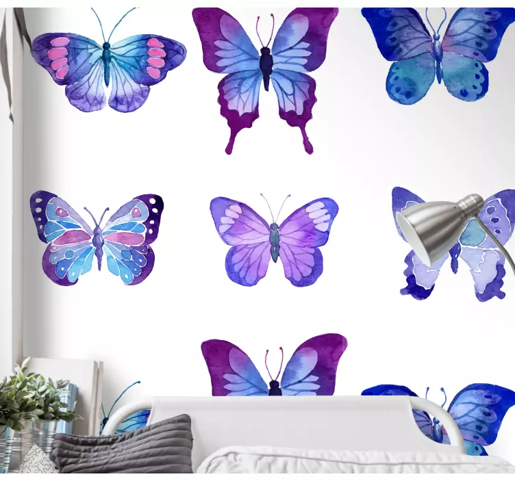 Vintage sommerfugl akvarell effekt wallstickers sommerfugl - Tenstickers