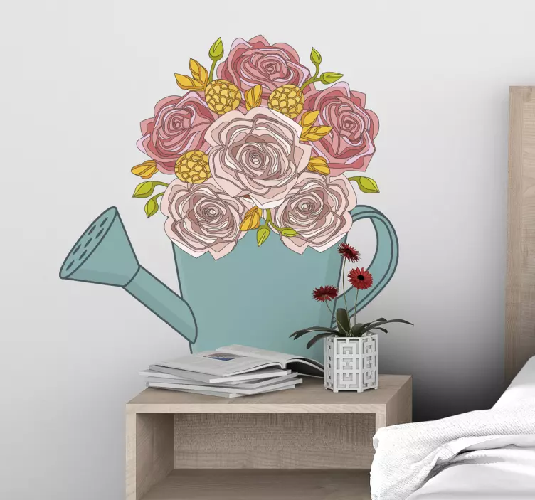 Vintage vannkanne med roser blomster klistremerke - Tenstickers