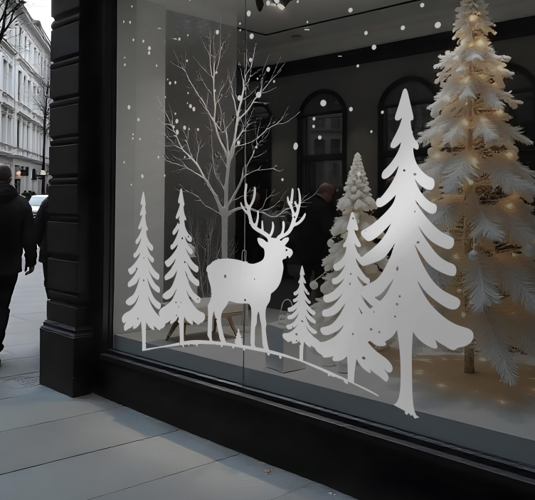 Vinterscene klistremerke dyr - Tenstickers