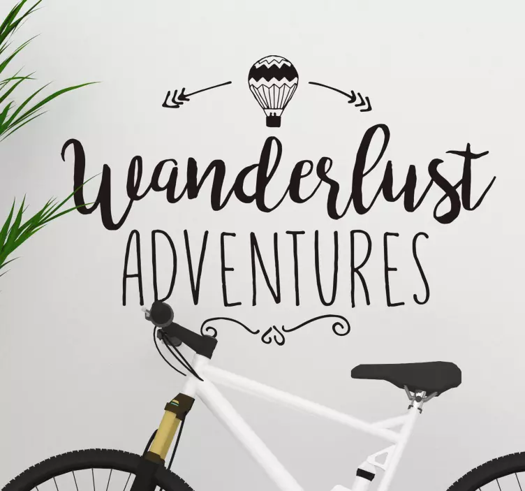 "wanderlust eventyr" + luftballong veggen klistremerke - Tenstickers
