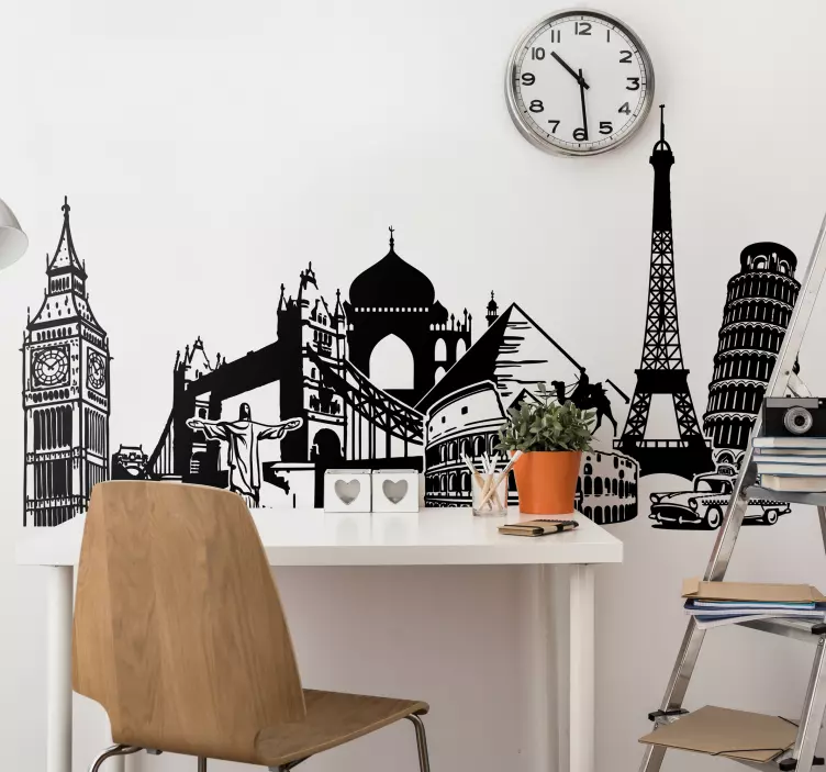 World monuments collage wall sticker - Tenstickers